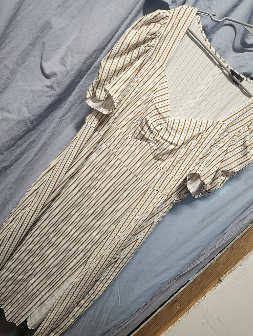 Danielle Bernstein Cream and Brown Striped Dress